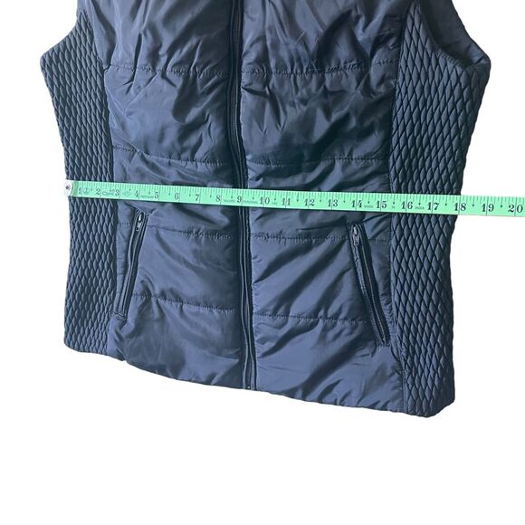 Liz Claiborne Puff Vest Top Women's Blue Zip Pockets Sleeveless Top SZ/M - Picture 7 of 11